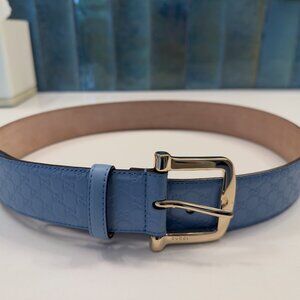 Blue Gucci Leather Belt Size 85